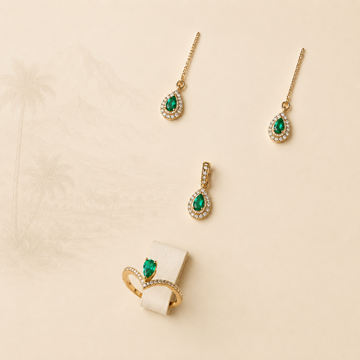 ADEREZO ESMERALDAS Y DIAMANTES NATURALES