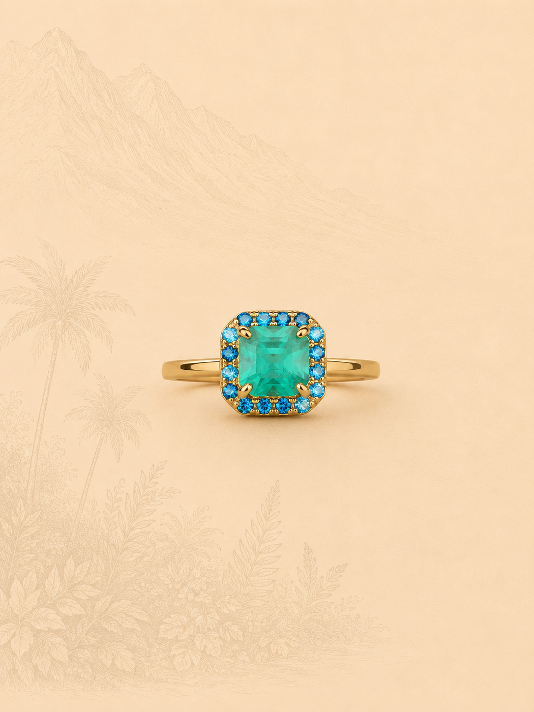 ANILLO REFLEJO AZUL ESMERALDA NATURAL COLOMBIANA