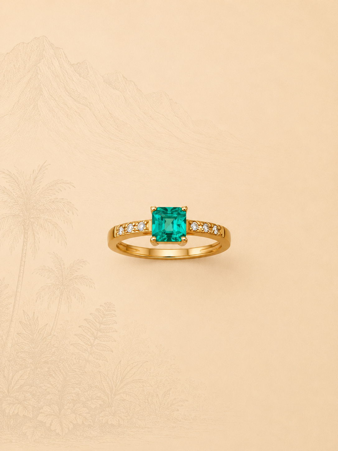 ANILLO ESMERALDA CENTRAL CON DIAMANTES