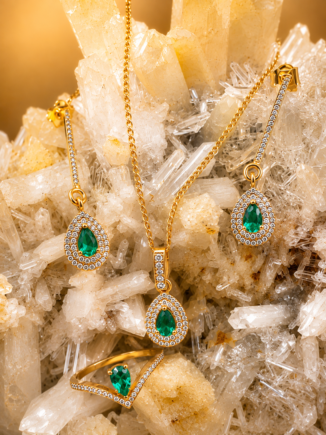 ADEREZO ESMERALDAS Y DIAMANTES NATURALES